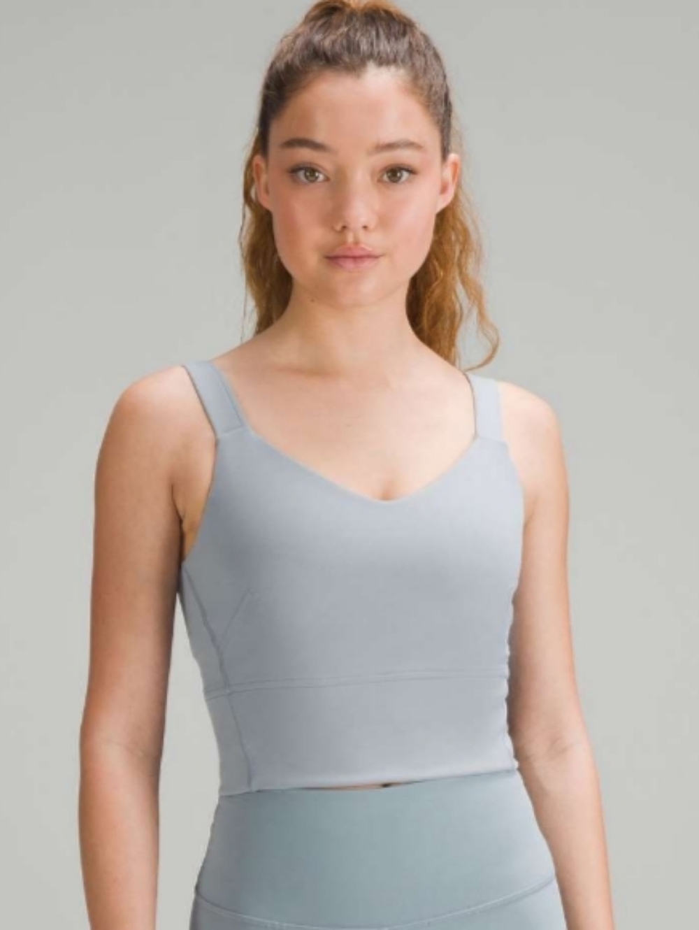 Lululemon Wunder Train Straight Strap Tank Top Chambray Sz 2